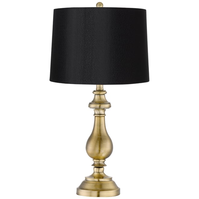 Fairlee Traditional Table Lamp 26" High Antique Brass Candlestick Black Fabric Drum Shade for Bedroom Living Room Bedside Nightstand