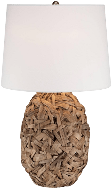 Nantucket Modern Coastal Table Lamp 26" High Natural Woven Seagrass White Drum Shade for Bedroom Living Room House Bedside Nightstan