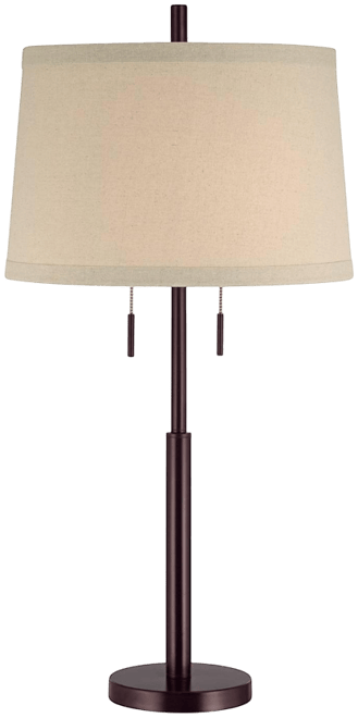 Rustic Farmhouse Table Lamp 33" Tall Dark Bronze Brown Metal Off White Burlap Fabric Drum Shade for Bedroom Living Room House Bedside Nightstand Home