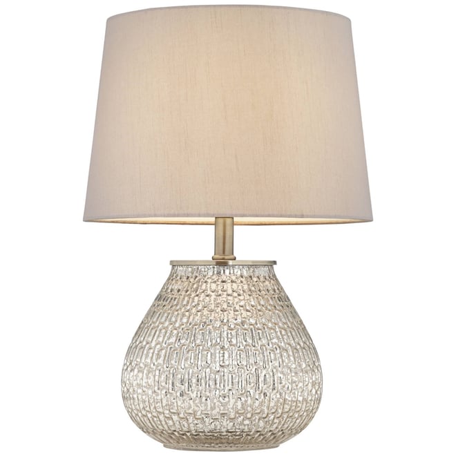 Cottage Accent Table Lamp 19 1/2" High Mercury Glass Teardrop Gray Drum Shade for Bedroom Bedside Nightstand Office