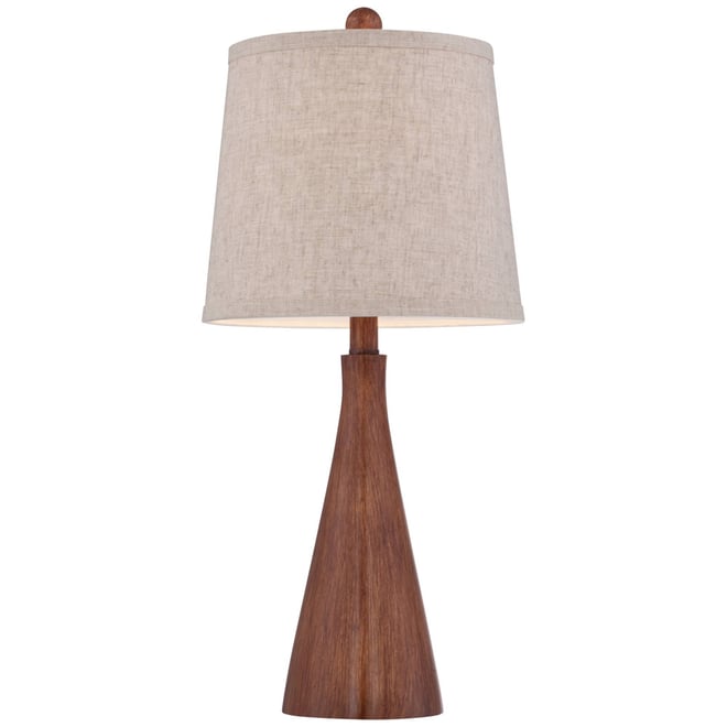 Fraiser Modern Accent Table Lamp 23 1/2" High Brown Faux Wood Oatmeal Drum Shade for Bedroom Living Room Bedside Nightstand Office K
