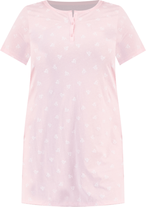 Plus Size Cotton Ditsy Floral Henley Sleepshirt, Created for Macy's