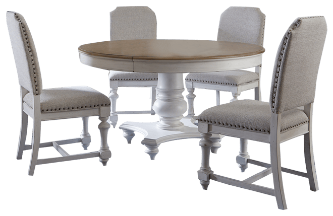 Mandeville 5 Pc. Dining Set (Round Table & 4 Upholstered Chairs)