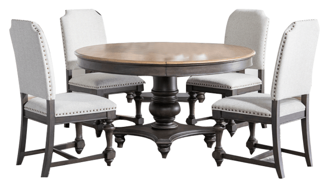 Mandeville 5 Pc. Dining Set (Round Table & 4 Upholstered Chairs)