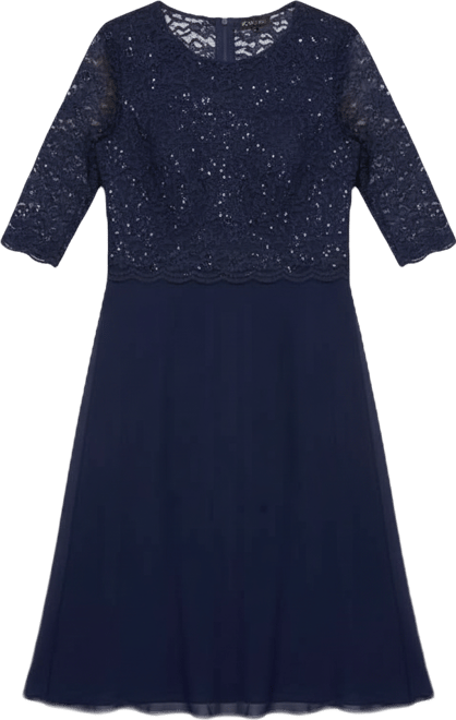 Petite Cowl-Back Tea-Length Dress