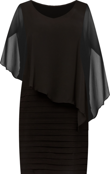 Plus Size Chiffon Capelet Sheath Dress