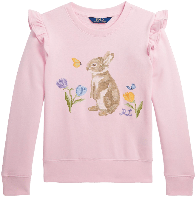 Polo Ralph Lauren Big Girls Ruffled Bunny Terry Sweatshirt