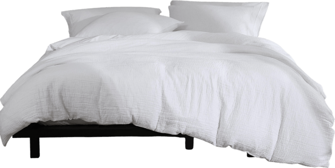 Washed Texture Solid Cotton Jacquard 3 Piece Duvet Cover Set, Queen