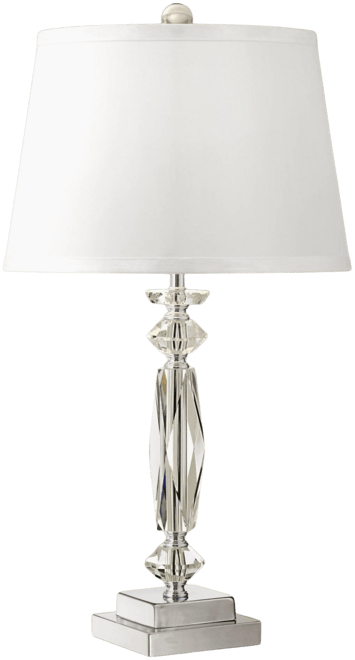 Traditional Art Deco Style Accent Table Lamp 23" High Dark Silver Clear Crystal Glass Column White Drum Shade for Living Room Bedroom House Bedside Ni