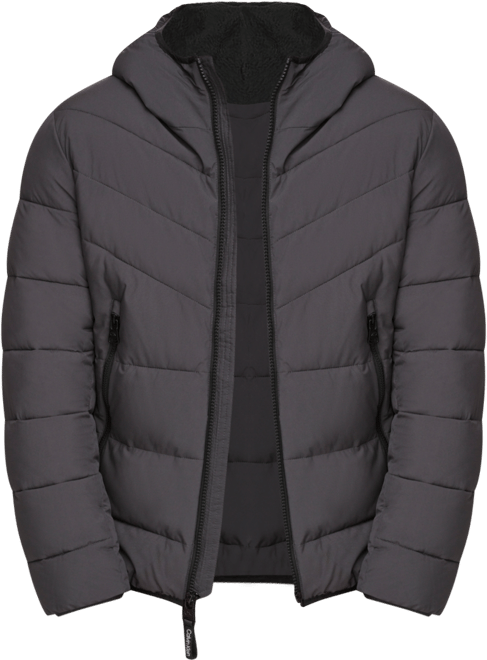 Men's Chevron Stretch Jacket With Sherpa Lined Hood