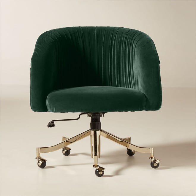 Fitz Channeled Green Velvet Swivel Chair