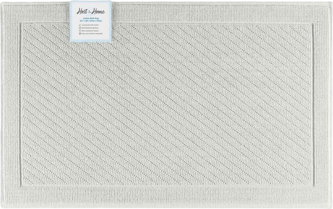 Host & Home Cotton Bath Rug, Stylish Textured Woven Design, Slip Resistant Backing, 5 Color Options, 24x36