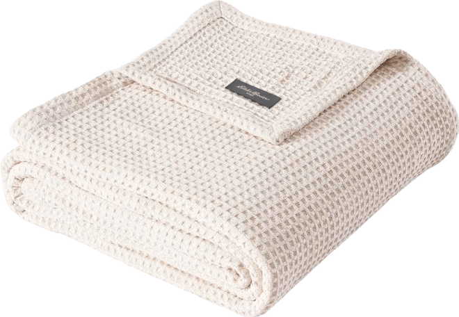 Solid Waffle Cotton Reversible Blanket, Full/Queen