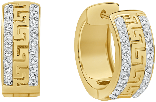 Crystal Greek Key Hoop Earring