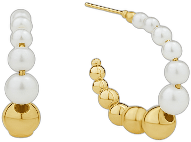 White Imitation Pearl Hoop Earring