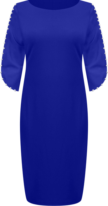 Women's 3/4 Imitation Pearl Detail Petal Sleeve Dress