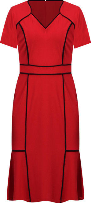 Women's Short Sleeve Piped Detail Dress