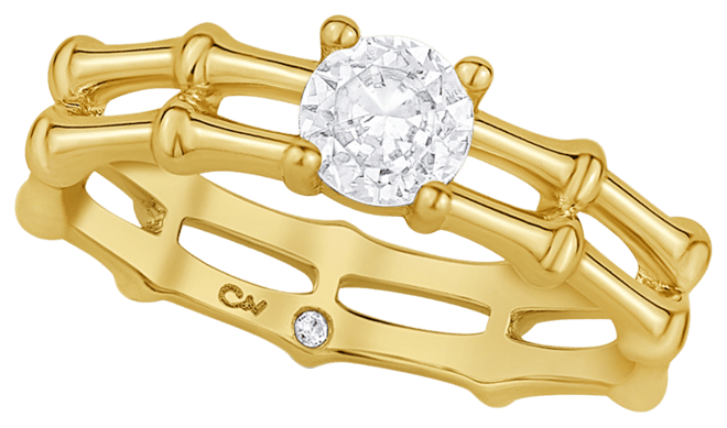 Cubic Zirconia Bamboo Ring