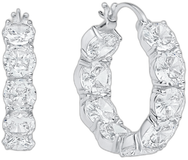 Cubic Zirconia Inside Outside Hoop Earring