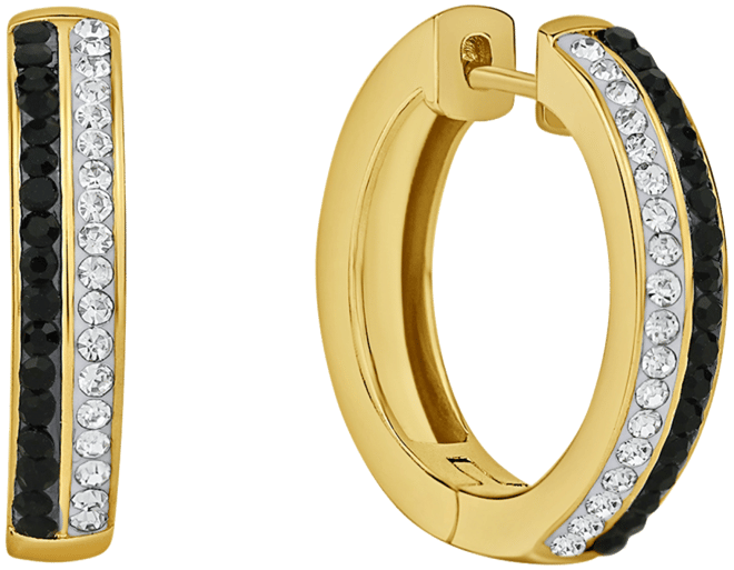 Clear And Black Crystal Hoop Earring