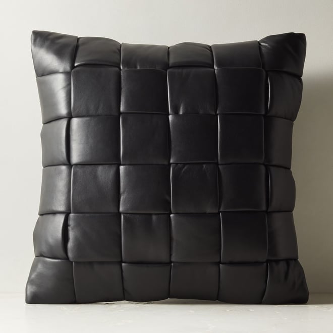 Jabas Black Woven Leather Throw Pillow with Feather Down Insert 23 Reviews CB2 Canada