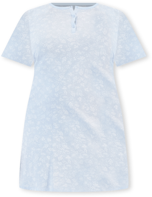 Plus Size Cotton Ditsy Floral Henley Sleepshirt, Created for Macy's