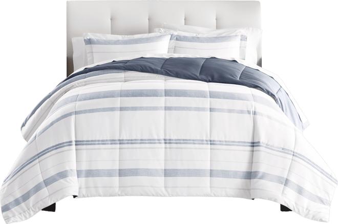 Stitched Stripe 3-Piece Comforter Set, Full/Queen