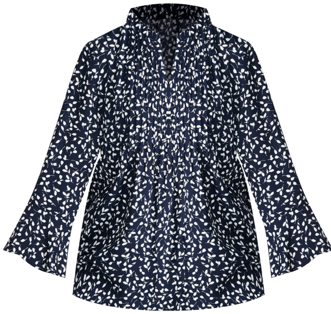 Women's Printed Pintuck Ruffle Sleeve Top, Created for Macy's