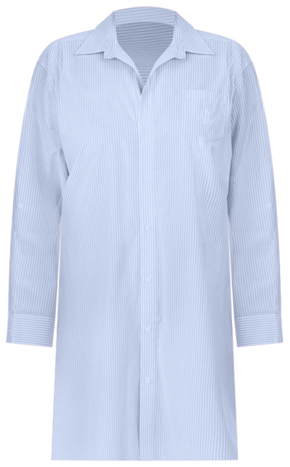 (取寄) ローレン ラルフローレン レディース ロング スリーブ ロール タブ ヒズ シャツ スリープシャツ Lauren Ralph Lauren women Long Sleeve Roll Tab His Shirt Sleepshirt Blue Stripe Lauren Ralph Lauren Women's Long-Sleeve Roll-Tab His Shirt