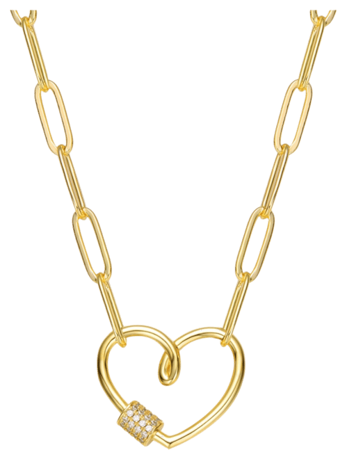 Gigi Girl Kids/Young Teens 14K Gold Plated Cubic Zirconia Abstract Heart Charm Necklace