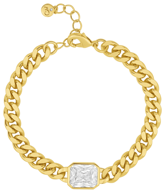 Cubic Zirconia Emerald Cut Chain Bracelet