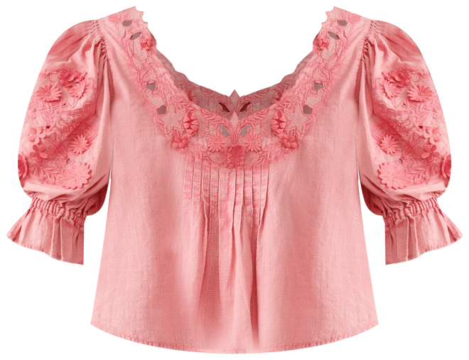 Free People Sophie Embroidered Scoop Neck Short Sleeve Top | Dillard's