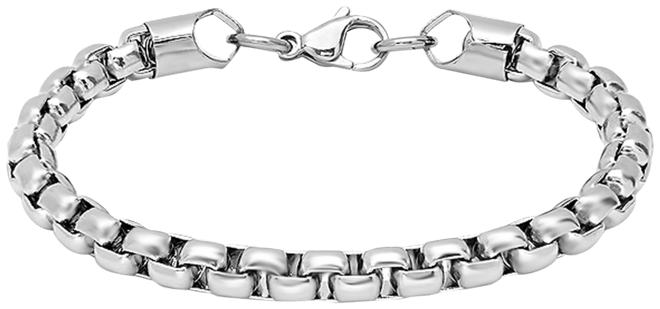 Men's Stainless Steel Thick Round Box Link Bracelet