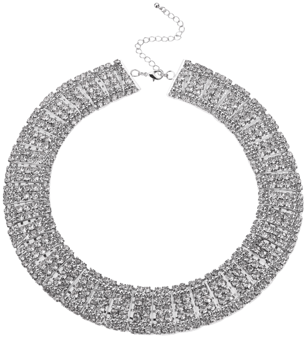 Silver-Tone Crystal Multi-Row Choker Necklace, 12-1/2" + 3" extender, Created for Macy's