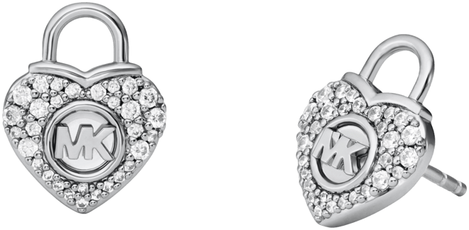 Silver-Tone or Gold-Tone Heart Lock Stud Earrings