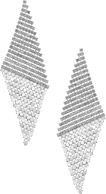 Silver-Tone Pave Triangular Mesh Statement Earrings, Created for Macy's
