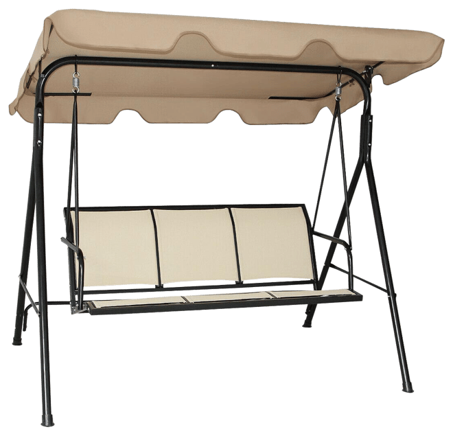 3 Person Steel Frame Patio Swing with Polyester Angle and Adjustable Canopy