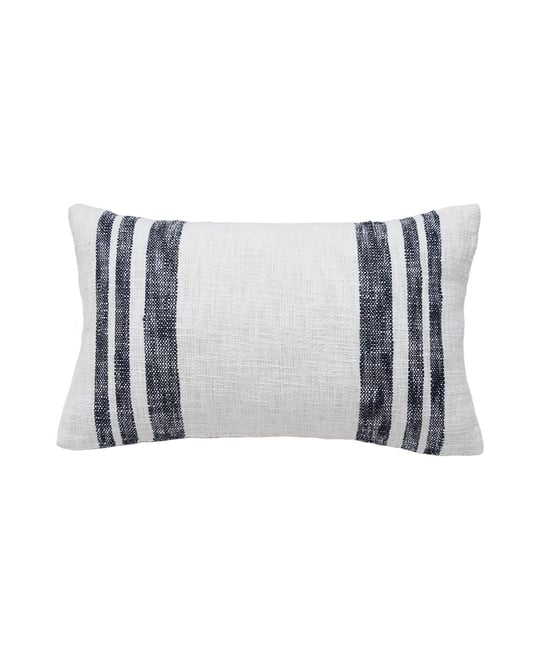 Morgan Onyx Woven Striped Chambray Luxury Premium Rectangle Accent Pillow, 14" x 22"