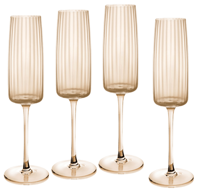 Modern Flute Glasses, Set of 4