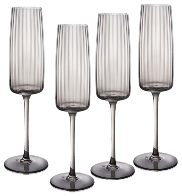 Modern Flute Glasses, Set of 4
