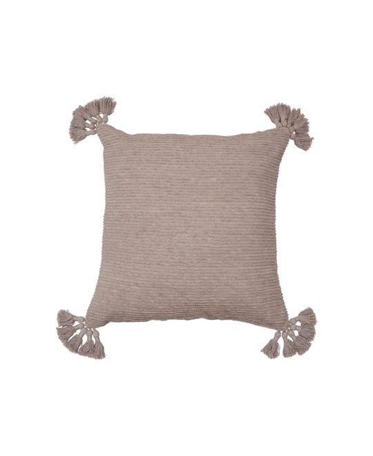 Newport Dune Textured Throw Pillow Beige Sand Solid Color With Tassels Luxury Decorative Accent Covers For Couch And Bed