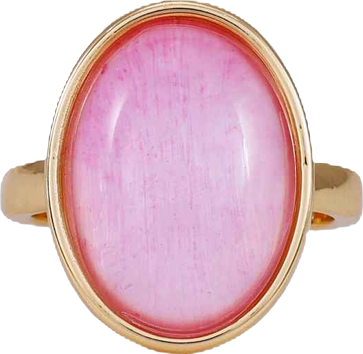 Gold-Tone Pink Glass Stone Ring