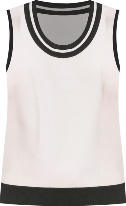 Karl Lagerfeld Women's Scoop-Neck Sleeveless Knit Top with Contrast Trim