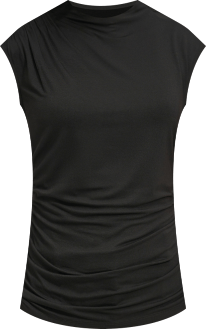 Petite Ruched High-Neck Sleeveless Top