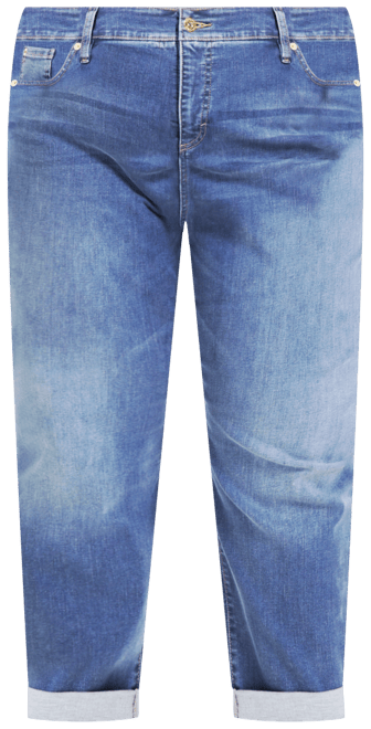 Plus Size Slim Tech Rolled-Cuff Boyfriend Jeans, Created for Macy's