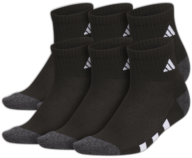 Boys Youth Athletic Cushioned Quarter Socks, Pack of 6