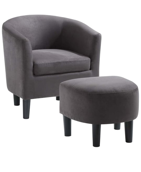 26.25" Microfiber Churchill Accent Chair with Ottoman