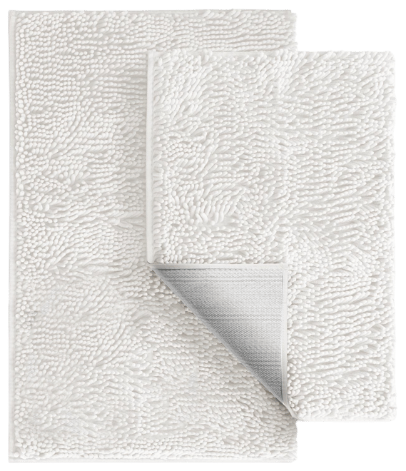 Chenille Bath Rug 2-Piece Set – Small & Medium (17″×24″ & 20″×32″), Quick-Dry, Machine-Washable, Non-Slip