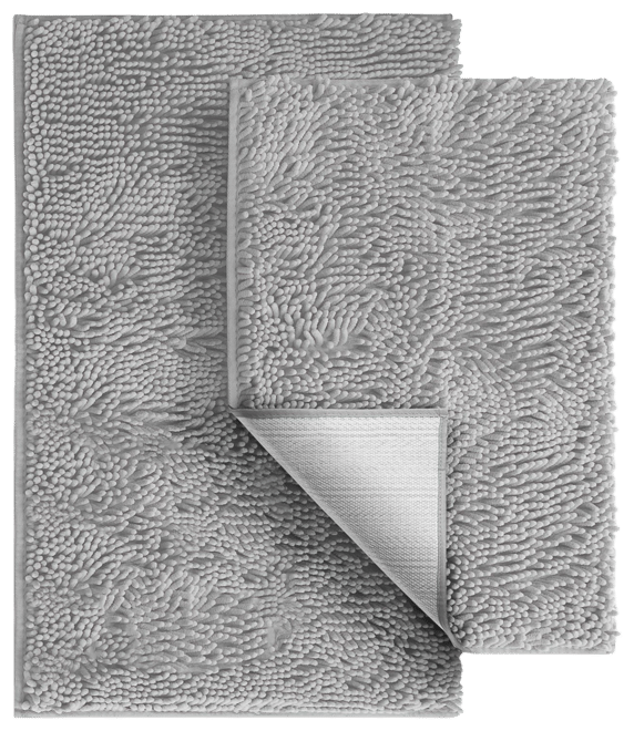 Chenille Bath Rug 2-Piece Set – Small & Medium (17″×24″ & 20″×32″), Quick-Dry, Machine-Washable, Non-Slip