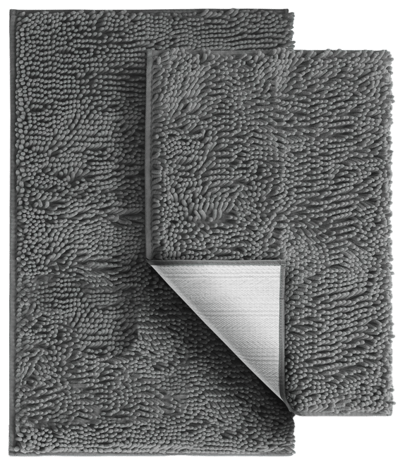 Chenille Bath Rug 2-Piece Set – Small & Medium (17″×24″ & 20″×32″), Quick-Dry, Machine-Washable, Non-Slip